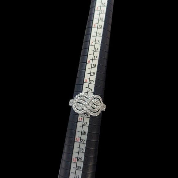Simulated Diamond Pave Infinity Knot Wedding Ring Size 10, 11 - Picture 4 of 6